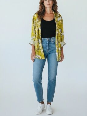 Zara Yellow and White Elephant Print Shirt